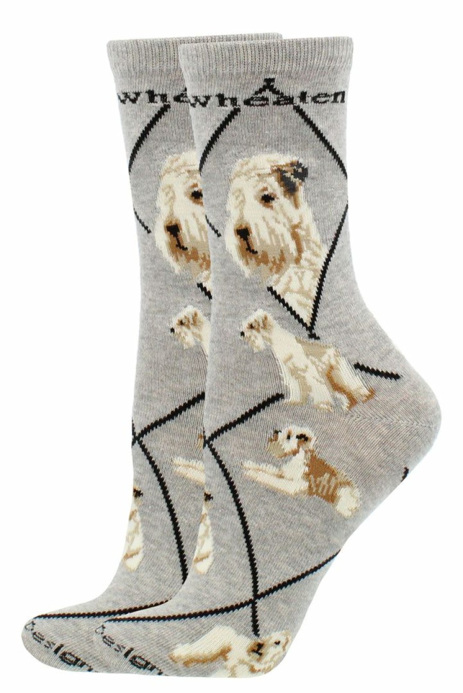 Ncaa Socks * | Budget Whd Crazy Socks Crew Wheaten Terrier Socks For Women Gift For Dog Lovers Gray