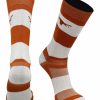 Ncaa Socks * | Wholesale Tck Texas Longhorns Socks Game Day Striped Crew Socks All Schools Texas Orange/White