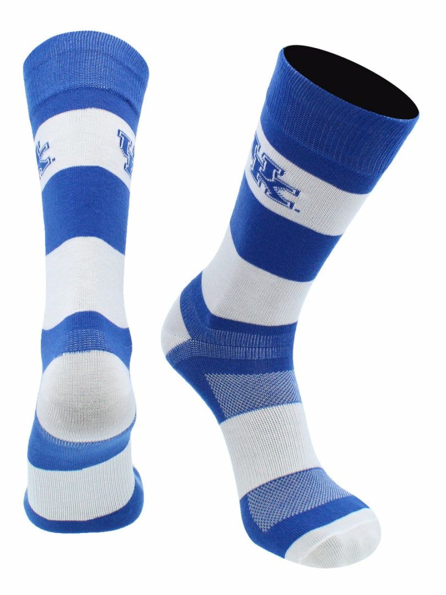 Ncaa Socks * | Best Pirce Tck Kentucky Wildcats Socks Game Day Striped Crew Socks All Schools Blue/White