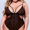 Lingerie * | Baci Plus Size Mesh It Up Crotchless Teddy