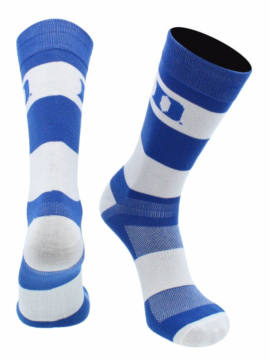 Ncaa Socks * | Wholesale Tck Duke Blue Devils Socks Game Day Striped Crew Socks Duke Blue/White