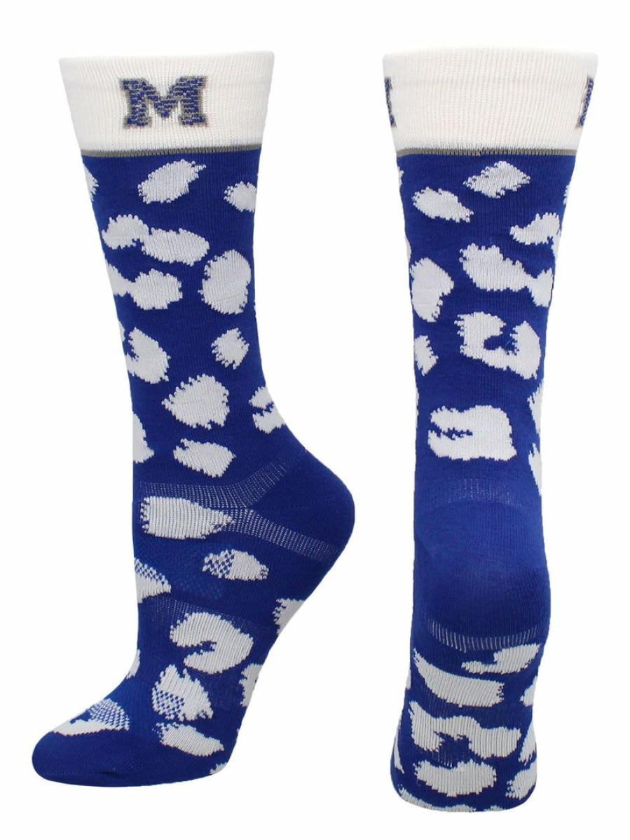 Ncaa Socks * | Deals Tck All Schools Memphis Tigers Socks Womens Savage Crew Socks Blue/Gray