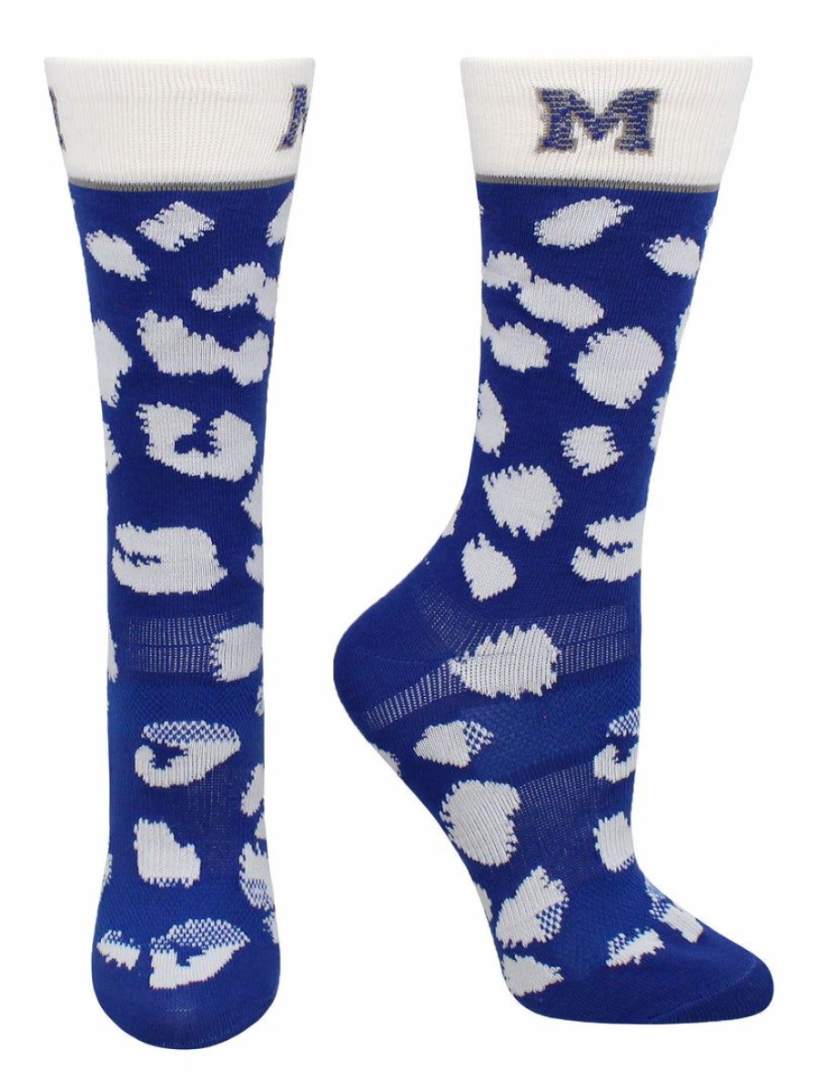 Ncaa Socks * | Deals Tck All Schools Memphis Tigers Socks Womens Savage Crew Socks Blue/Gray