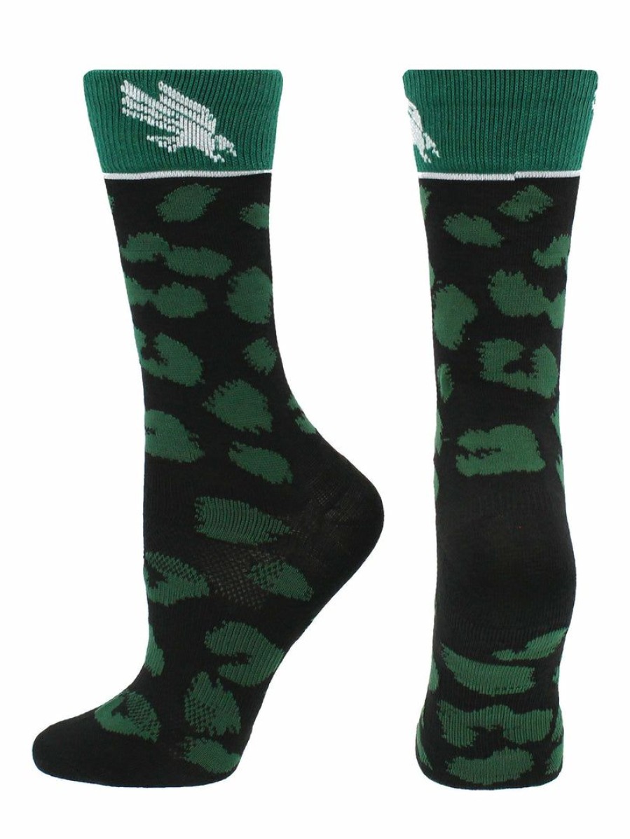 Ncaa Socks * | Brand New Tck Unt North Texas Mean Green Socks Womens Savage Crew Socks All Schools Green/Black