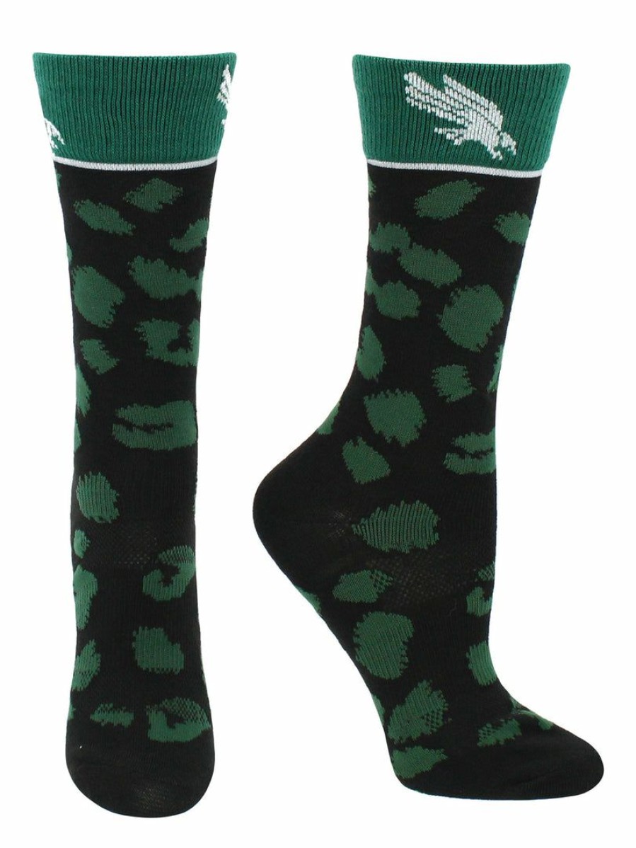 Ncaa Socks * | Brand New Tck Unt North Texas Mean Green Socks Womens Savage Crew Socks All Schools Green/Black