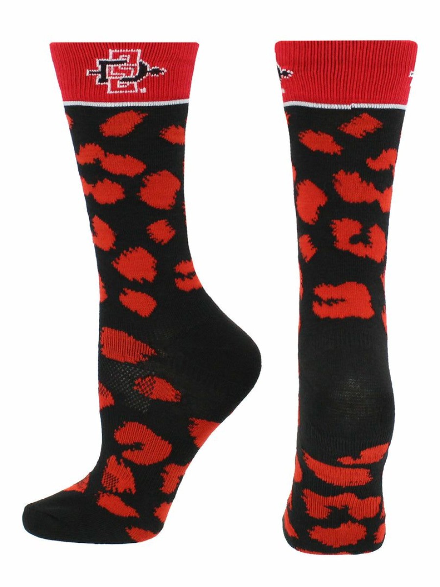 Ncaa Socks * | Buy Tck All Schools San Diego State Aztecs Socks Womens Savage Crew Socks Scarlet/Black