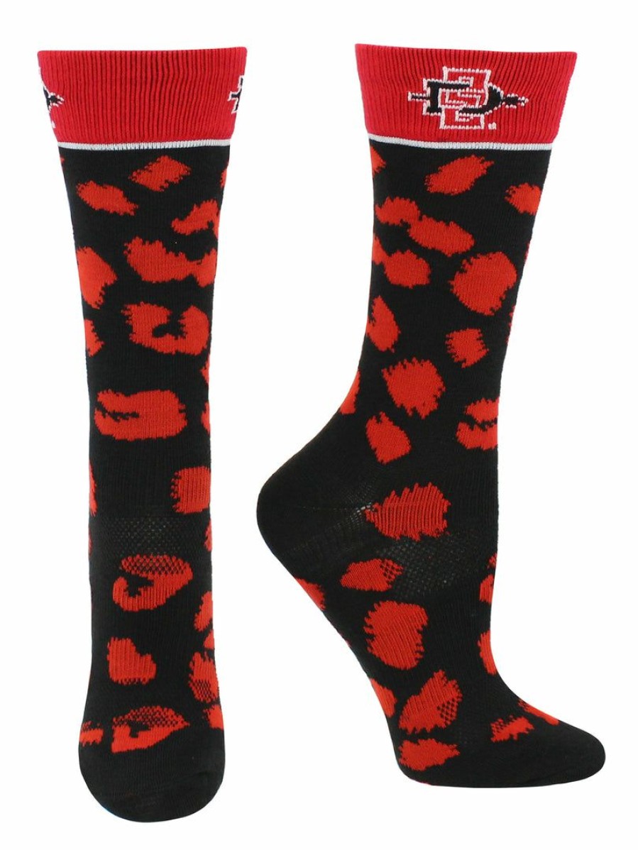 Ncaa Socks * | Buy Tck All Schools San Diego State Aztecs Socks Womens Savage Crew Socks Scarlet/Black