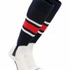 Ncaa Socks * | Deals Tck Baseball Stirrup Socks With Stripes Pattern E Baseball Socks Navy/White/Scarlet