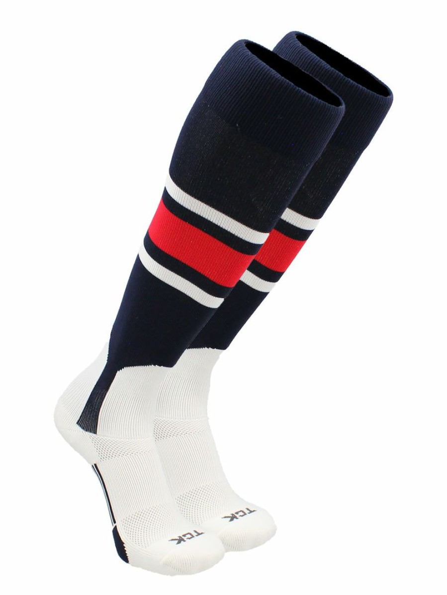 Ncaa Socks * | Deals Tck Baseball Stirrup Socks With Stripes Pattern E Baseball Socks Navy/White/Scarlet