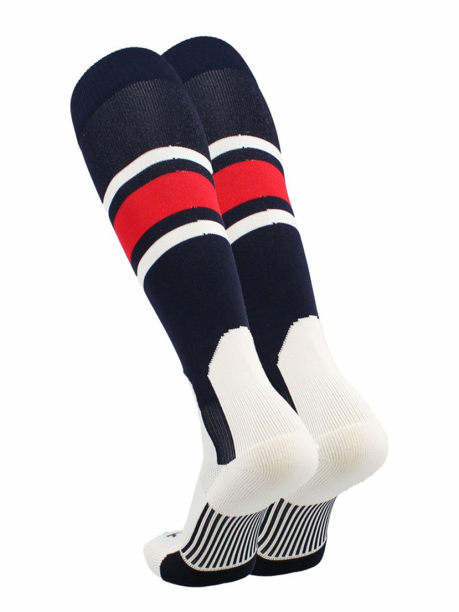 Ncaa Socks * | Deals Tck Baseball Stirrup Socks With Stripes Pattern E Baseball Socks Navy/White/Scarlet