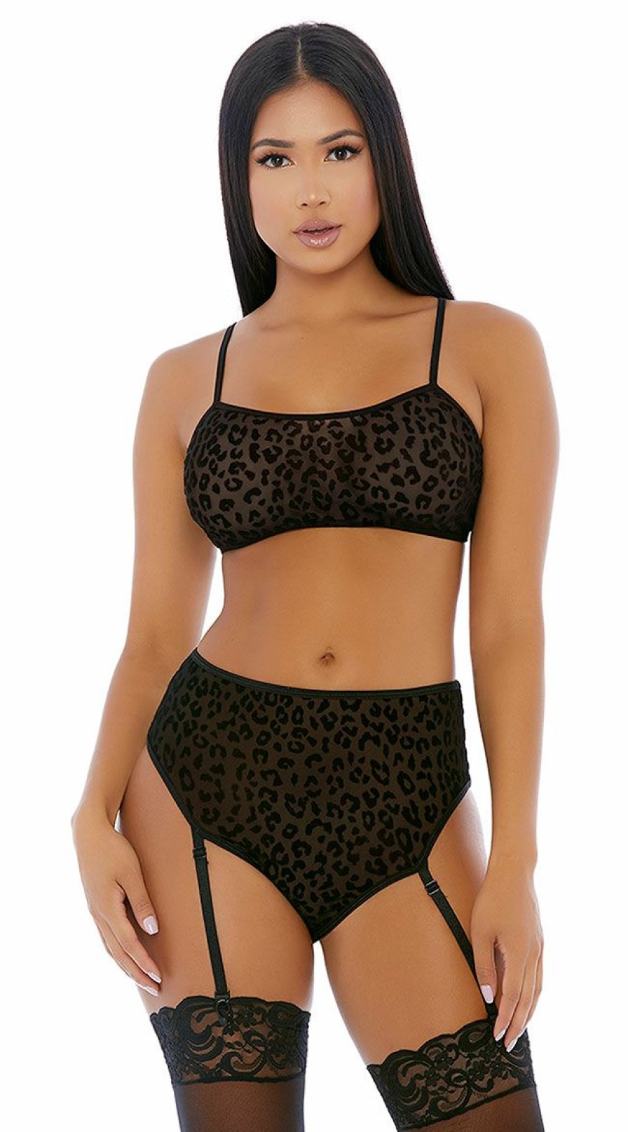 Lingerie * | Forplay Lustful Leopard High Waist Bra Set