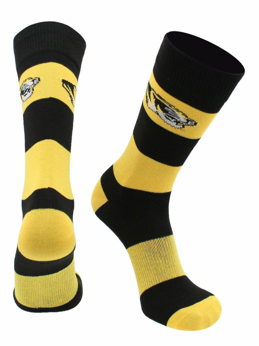 Ncaa Socks * | Outlet Tck Missouri Tigers Socks Game Day Striped Crew Socks Black/Gold