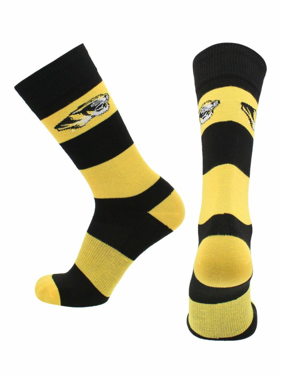 Ncaa Socks * | Outlet Tck Missouri Tigers Socks Game Day Striped Crew Socks Black/Gold