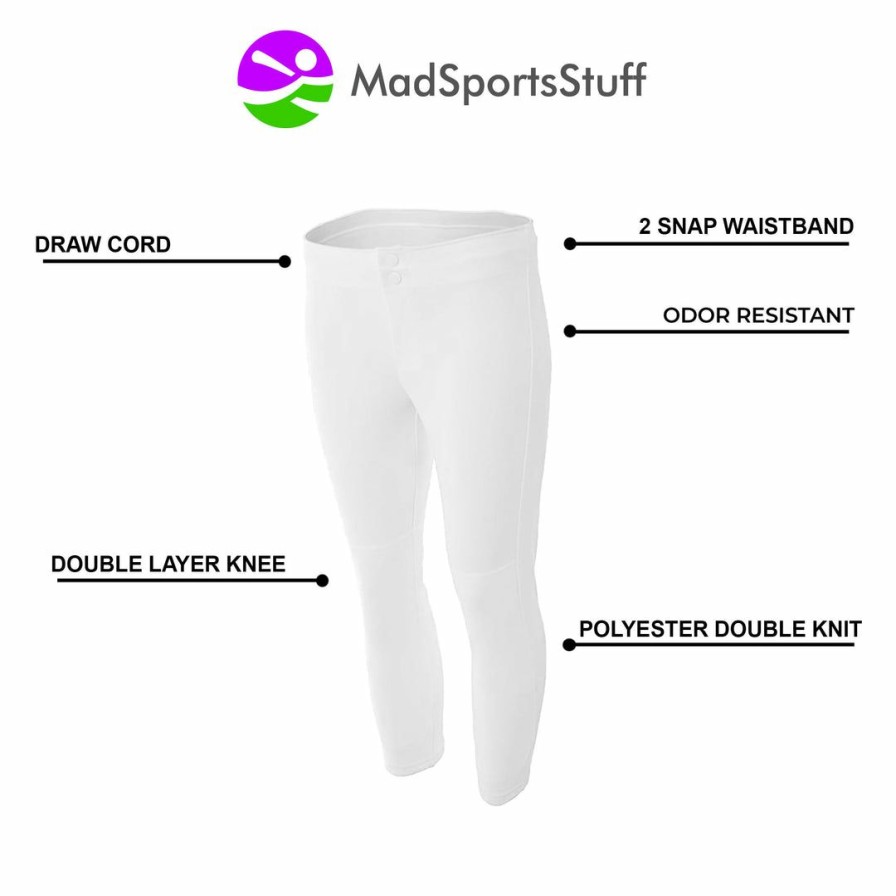 By Sport * | Best Deal Madsportsstuff Girls Softball Pants Capri Length Basic Line