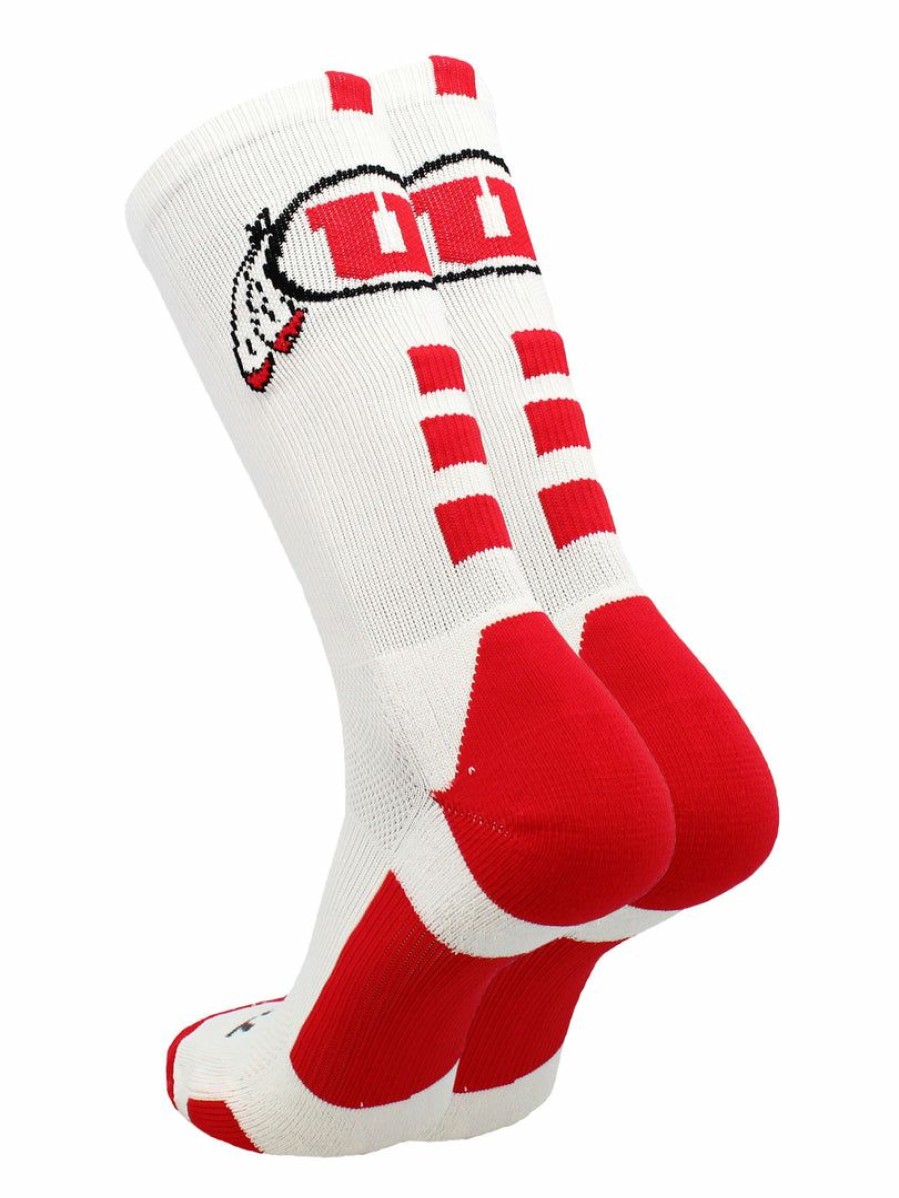 Ncaa Socks * | Budget Tck Sports All Schools Utah Utes Crew Socks White/Scarlet/Black