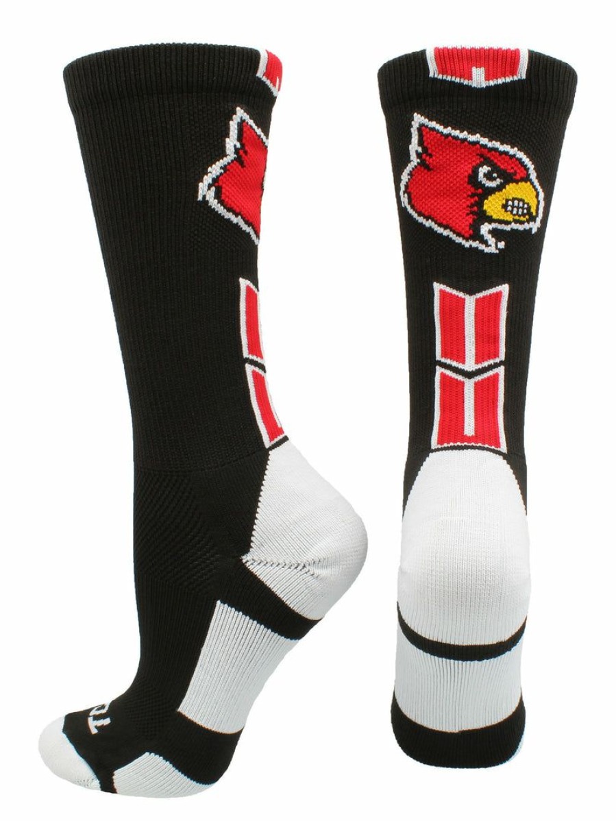 Ncaa Socks * | Best Reviews Of Tck Sports Louisville Cardinals Socks Baseline 3.0 Crew All Schools Black/Red/White