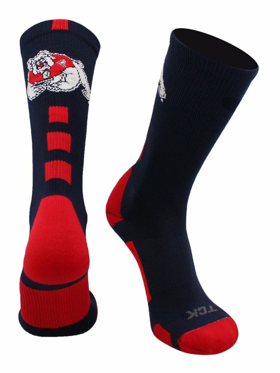 Ncaa Socks * | Coupon Tck All Schools Fresno State Bulldogs Socks Baseline Crew Navy/Scarlet