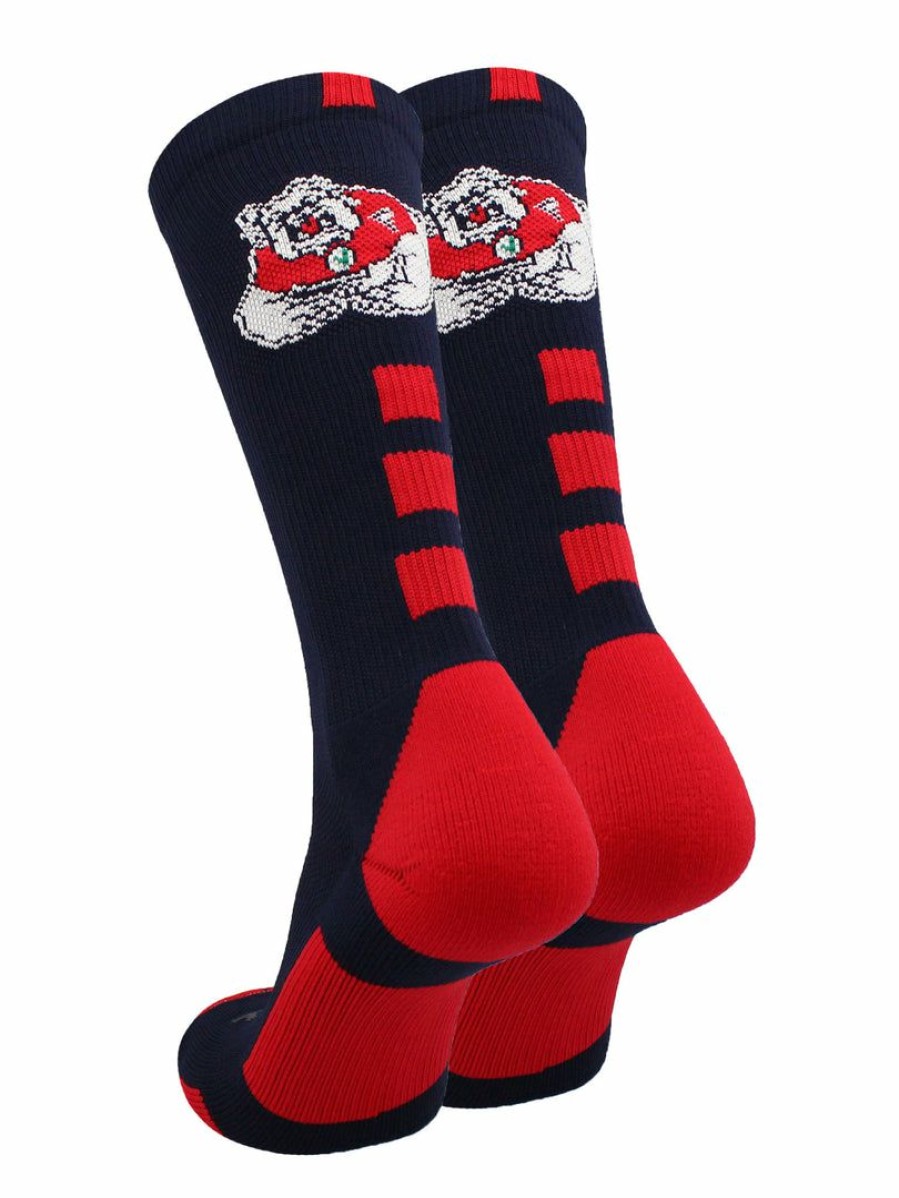 Ncaa Socks * | Coupon Tck All Schools Fresno State Bulldogs Socks Baseline Crew Navy/Scarlet