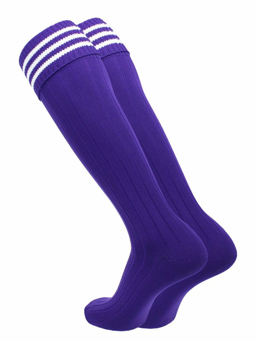 Ncaa Socks * | Cheapest Tck Euro Style 3 Stripe Soccer Socks With Fold Down Top