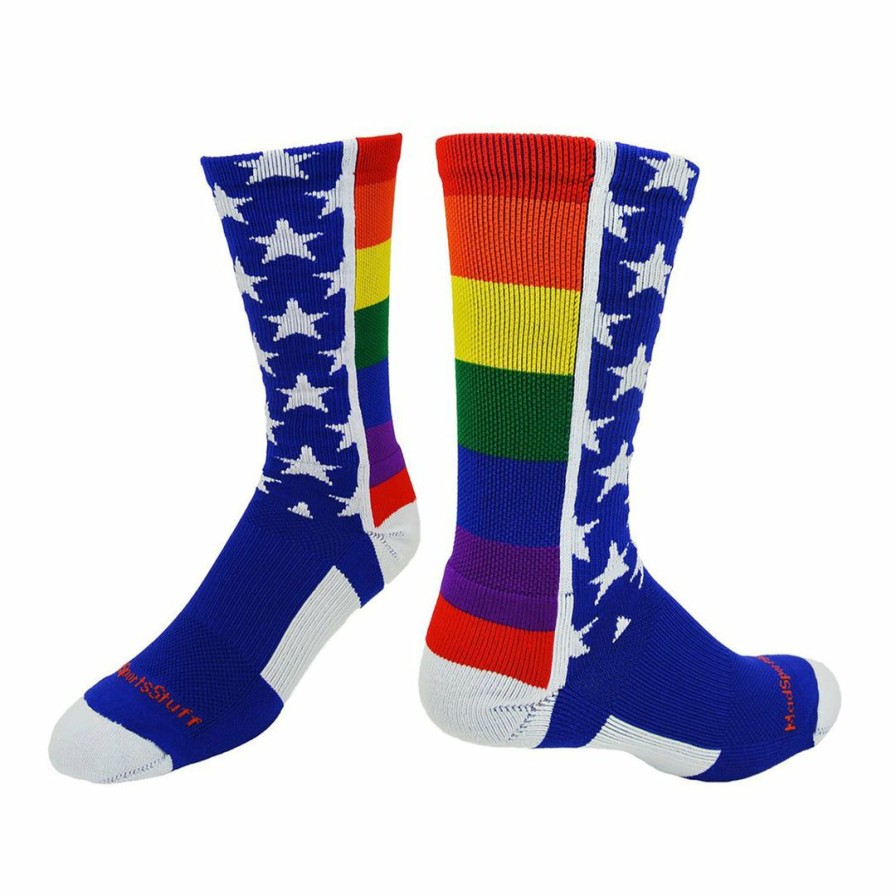 Ncaa Socks * | Best Sale Madsportsstuff Rainbow Pride Crew Socks Multi