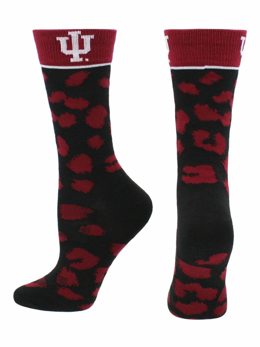 Ncaa Socks * | Best Reviews Of Tck All Schools Indiana Hoosiers Socks Womens Savage Crew Socks Crimson/Black