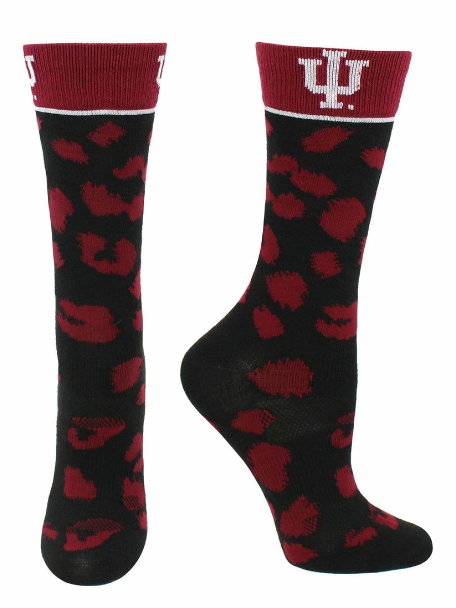 Ncaa Socks * | Best Reviews Of Tck All Schools Indiana Hoosiers Socks Womens Savage Crew Socks Crimson/Black