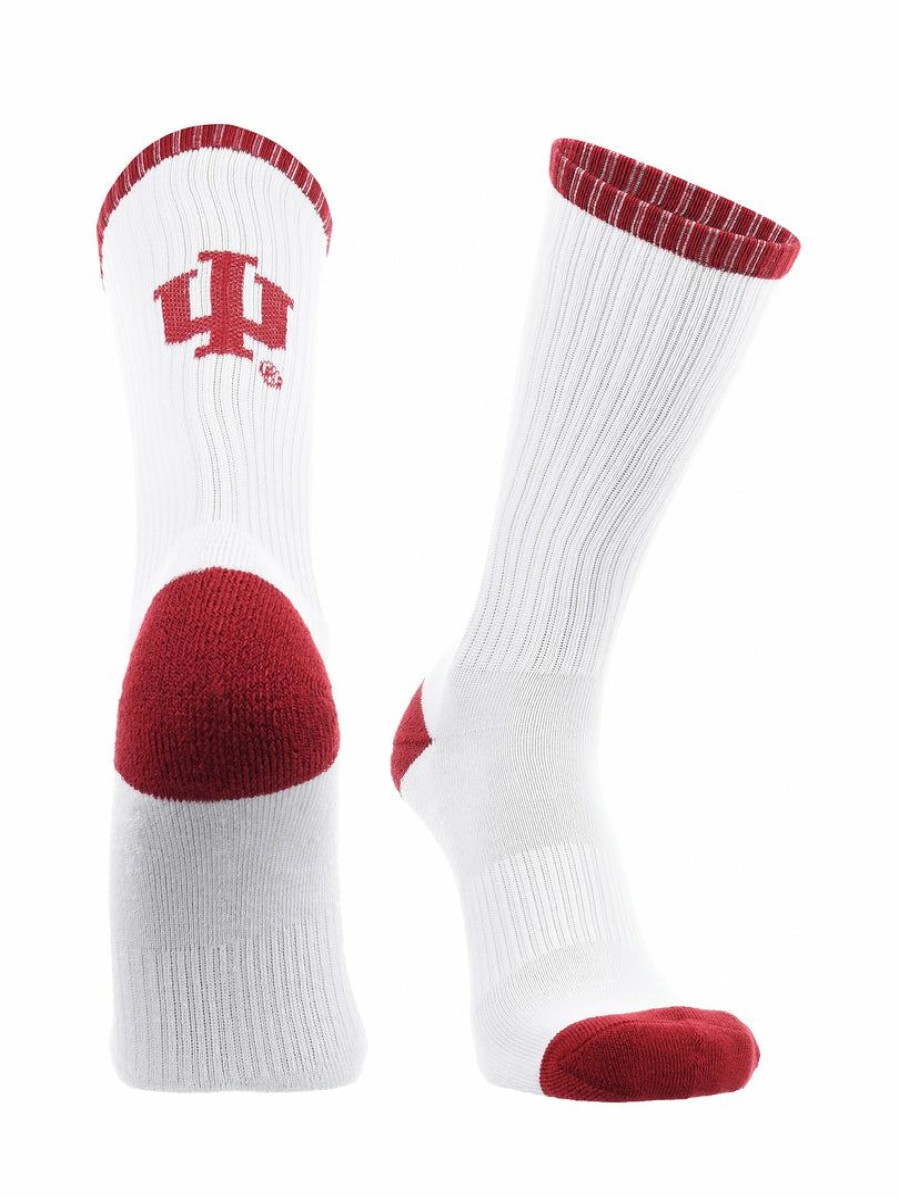 Ncaa Socks * | Best Sale Tck All Schools Indiana Hoosiers Socks Basic Crew White Socks White/Crimson