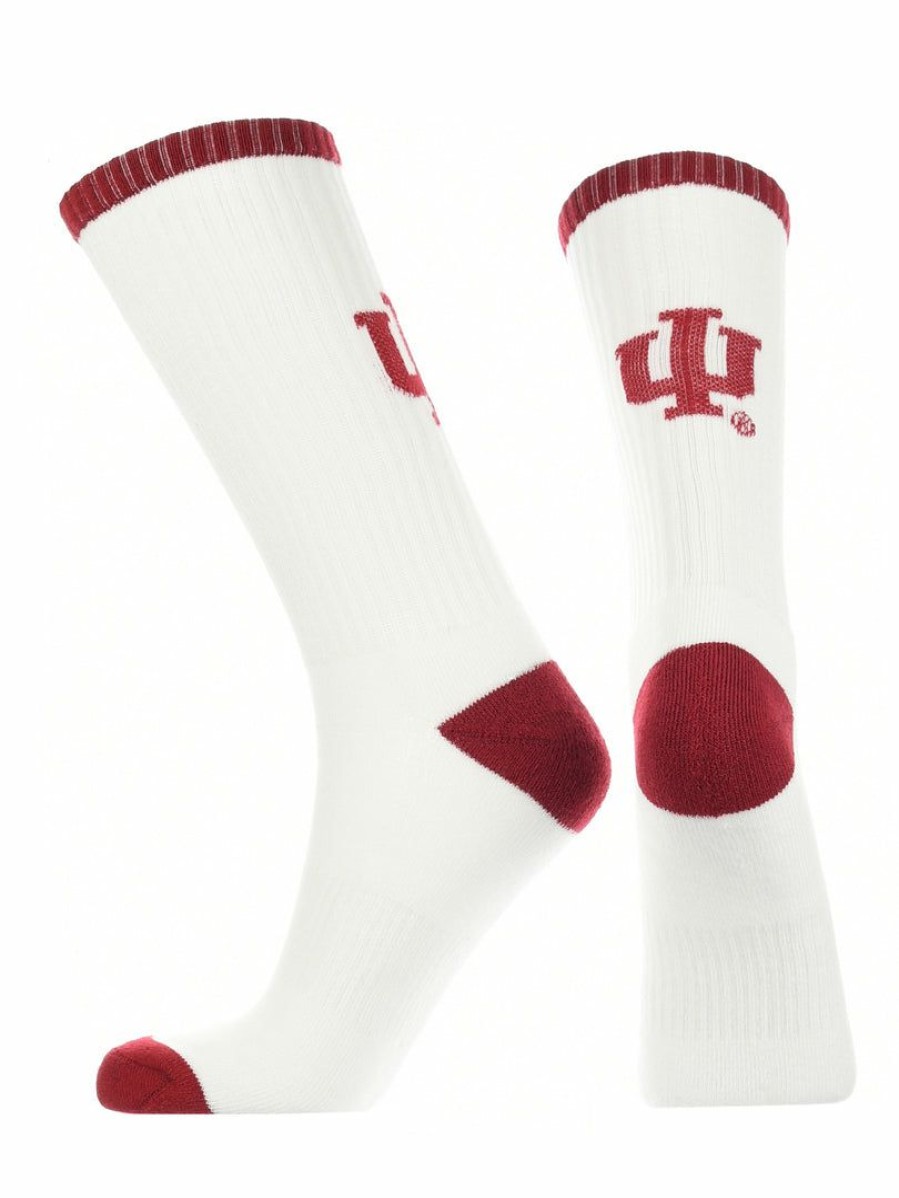 Ncaa Socks * | Best Sale Tck All Schools Indiana Hoosiers Socks Basic Crew White Socks White/Crimson