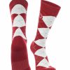 Ncaa Socks * | Best Sale Tck Ou Oklahoma Sooners Argyle Dress Socks Ncaa Fanwear Crew Length All Schools Crimson/White