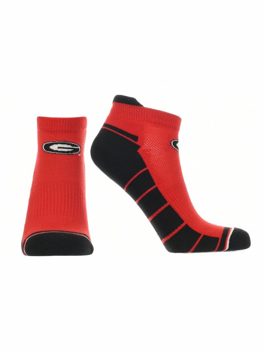 Ncaa Socks * | Brand New Tck Georgia Bulldogs Low Cut Ankle Socks With Tab All Schools Red/Black