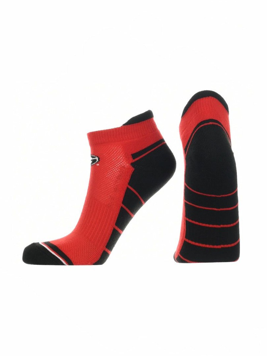 Ncaa Socks * | Brand New Tck Georgia Bulldogs Low Cut Ankle Socks With Tab All Schools Red/Black