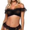 Lingerie * | Leg Avenue Ruffled Femininity Crotchless Bra Set