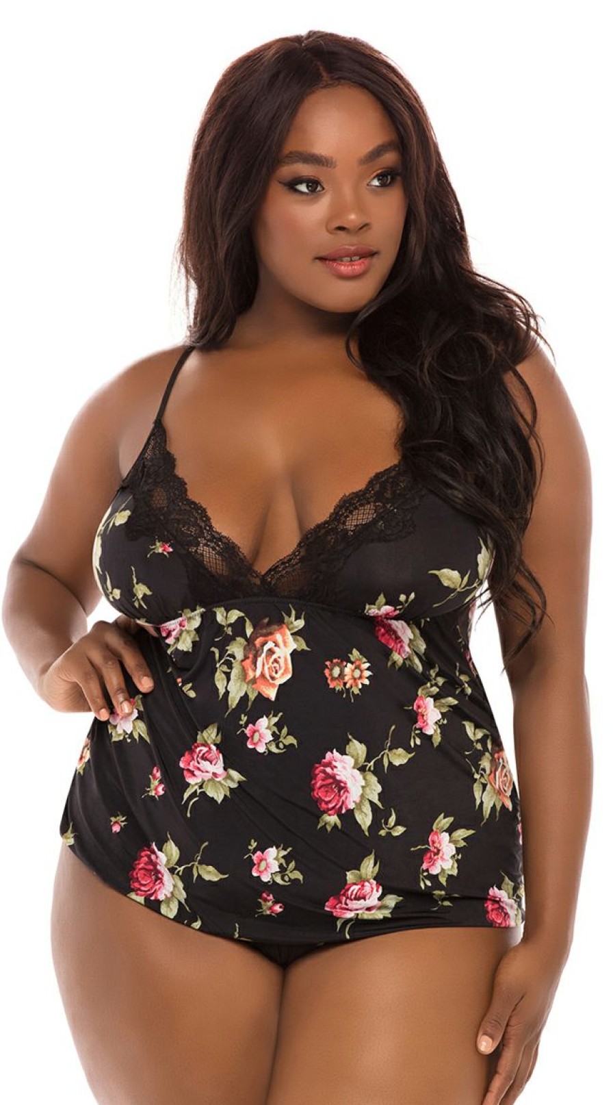 Lingerie * | Oh La La Cheri Plus Size Reina Floral Pj Short Set