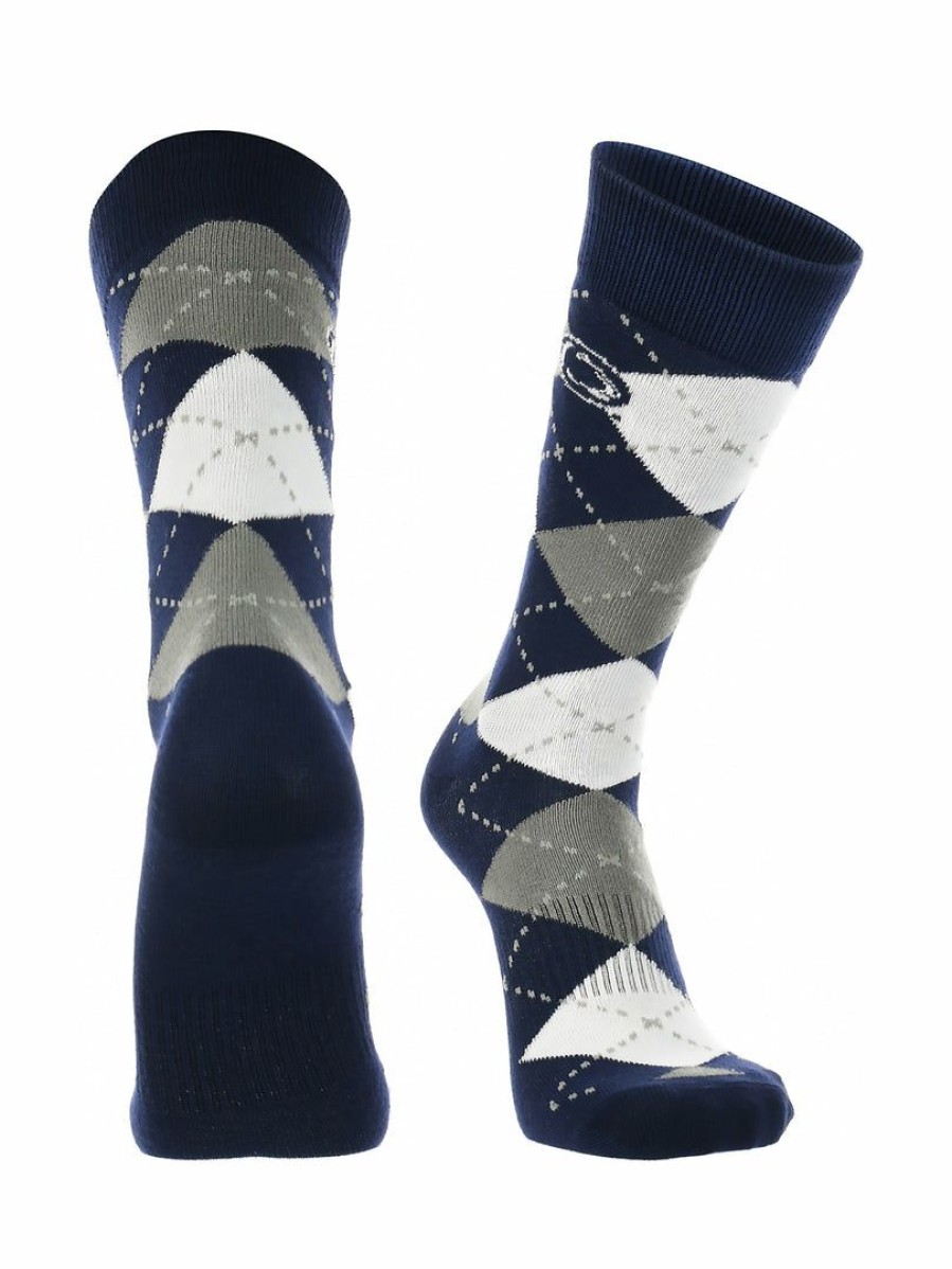 Ncaa Socks * | Brand New Tck All Schools Penn State Nittany Lions Argyle Dress Socks Ncaa Fanwear Crew Length Navy/Grey/White