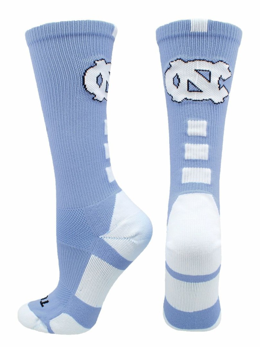 Ncaa Socks * | Promo Tck North Carolina Tar Heels Socks Baseline Crew All Schools Carolina Blue/White