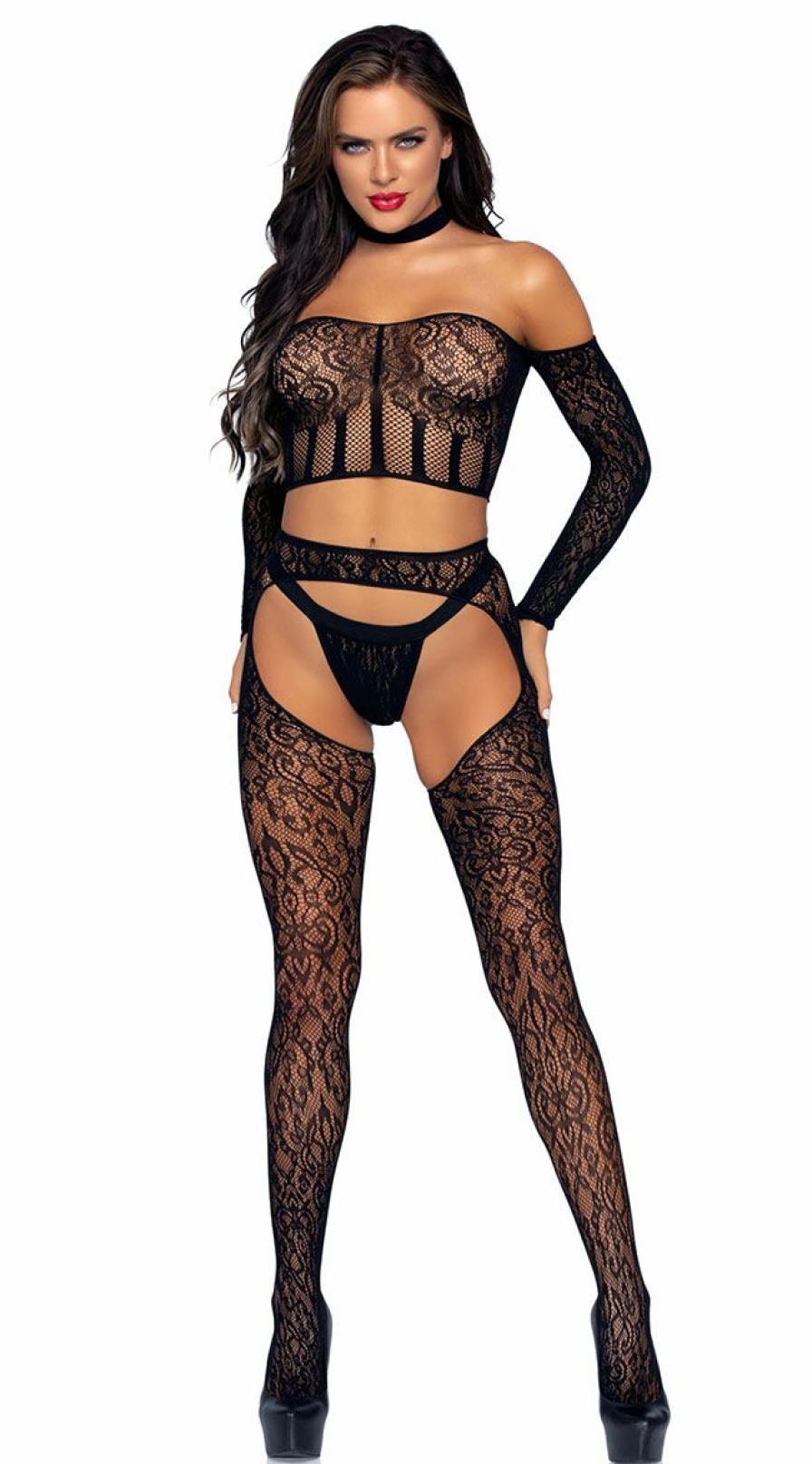 Lingerie * | Leg Avenue She'S Trouble 2-Piece Bodystocking