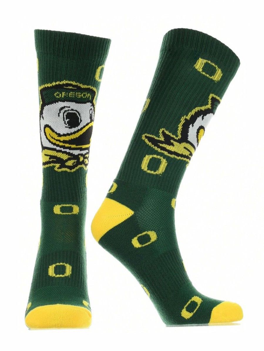 Ncaa Socks * | Flash Sale Tck Oregon Ducks Socks Crew Length Sock Mayhem Green/Gold