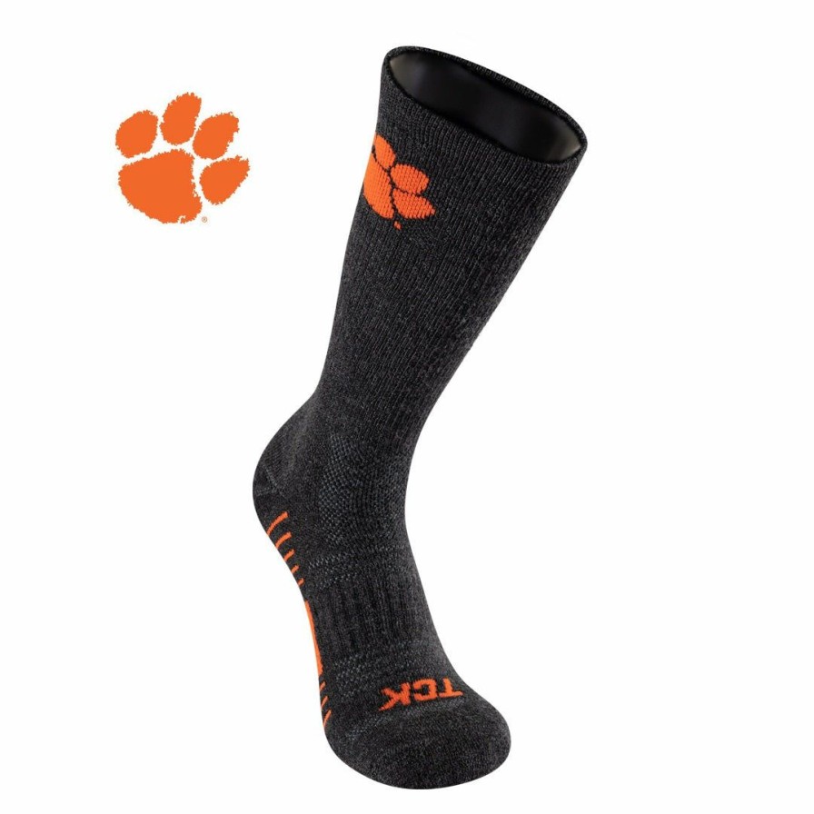 Ncaa Socks * | Brand New Tck Clemson University Tigers Socks Pure Merino Wool Far Trek All Schools Charcoal/Orange