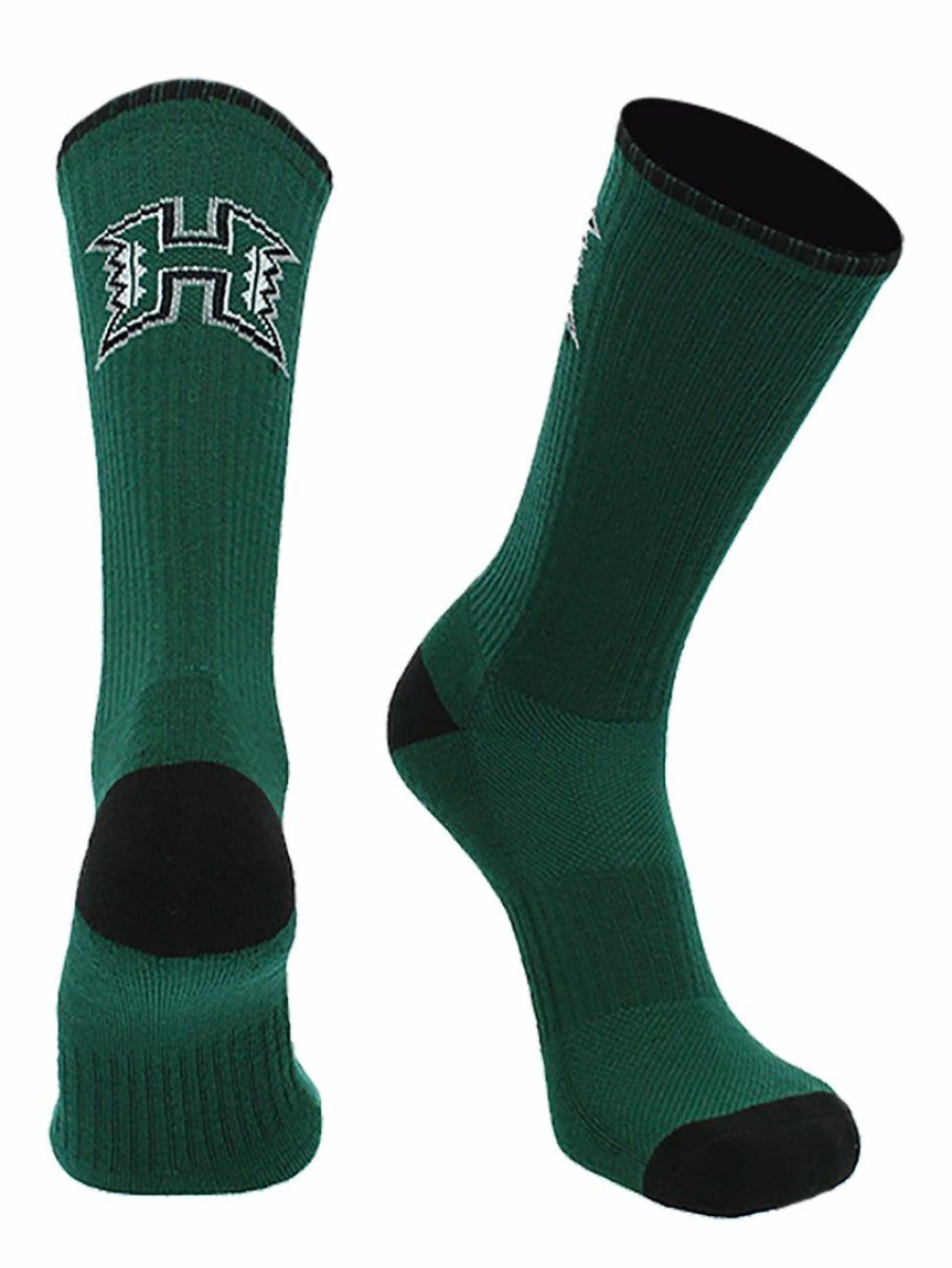 Ncaa Socks * | Promo Tck All Schools Hawaii Socks University Of Hawaii Rainbow Warriors Socks Campus Legend Crew Green/Black