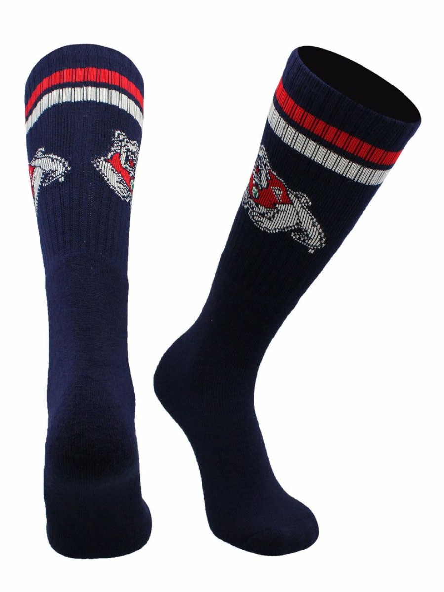 Ncaa Socks * | Top 10 Tck Fresno State Bulldogs Socks Throwback Tube Navy/Scarlet