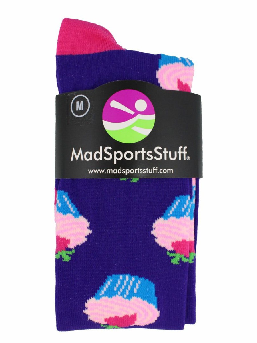 Ncaa Socks * | Promo Madsportsstuff Cupcake Socks Over The Calf Length Softball Socks Purple/Rose Pink