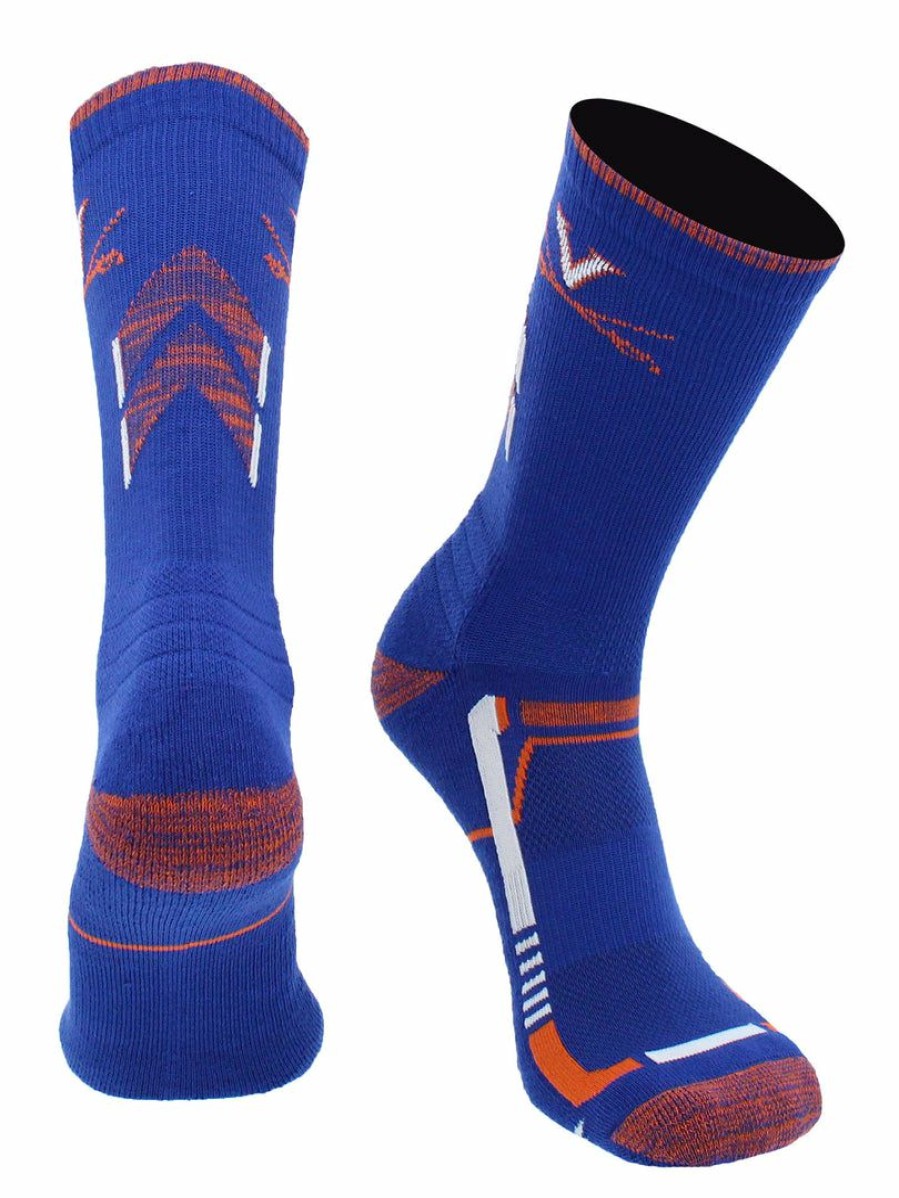 Ncaa Socks * | Deals Tck All Schools Virginia Cavaliers Socks University Of Virginia Cavaliers Champion Crew Socks Blue/Orange