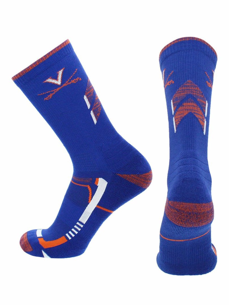 Ncaa Socks * | Deals Tck All Schools Virginia Cavaliers Socks University Of Virginia Cavaliers Champion Crew Socks Blue/Orange