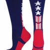 Ncaa Socks * | Cheap Madsportsstuff Baseball Socks Patriot Usa Flag Stars And Stripes Athletic Crew Socks (Multiple Colors)