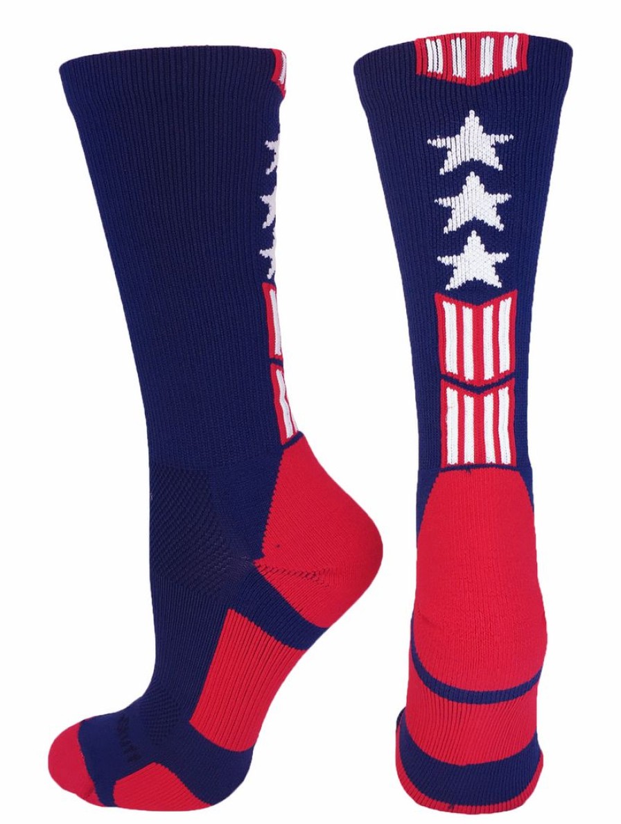 Ncaa Socks * | Cheap Madsportsstuff Baseball Socks Patriot Usa Flag Stars And Stripes Athletic Crew Socks (Multiple Colors)