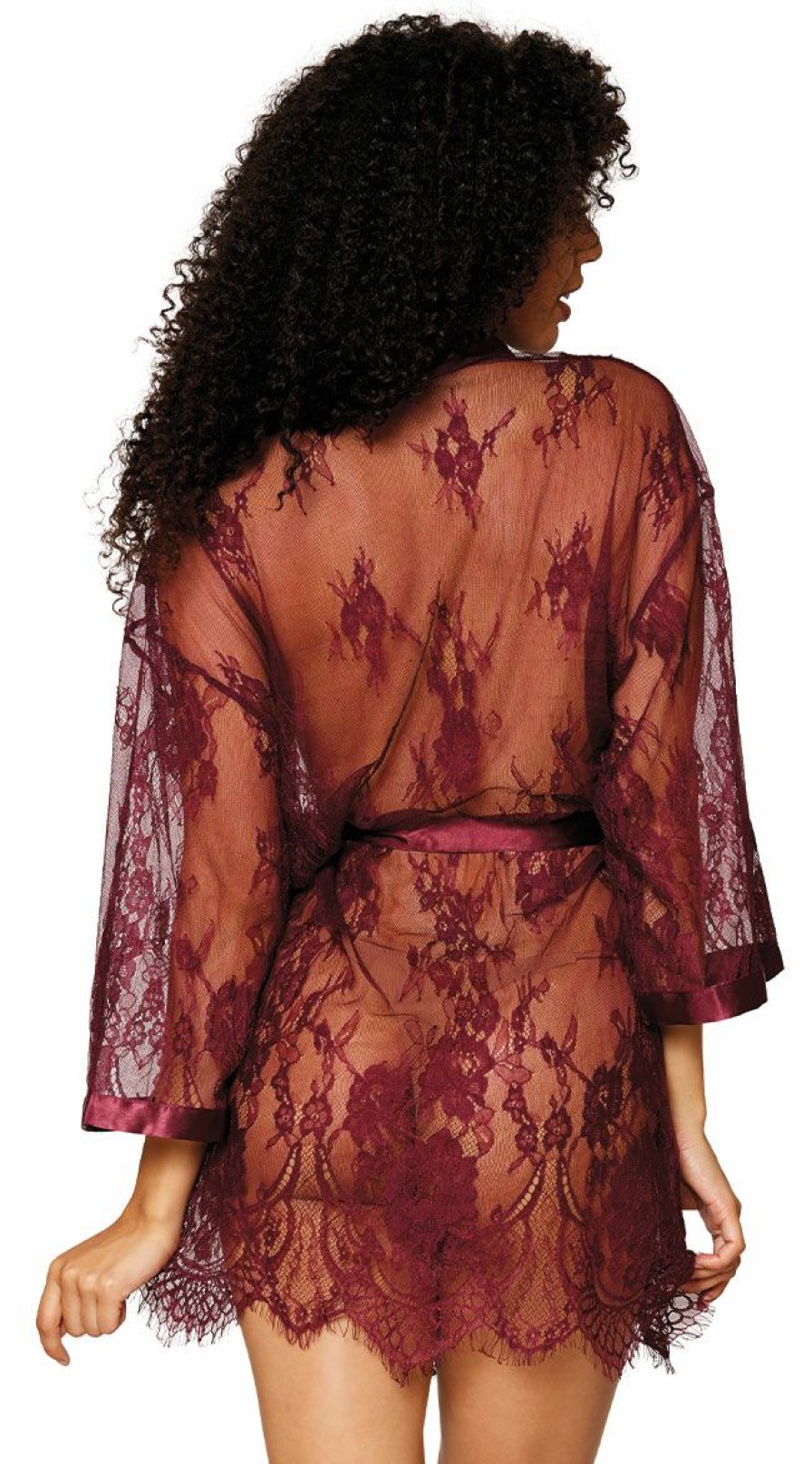 Lingerie * | Dreamgirl Burgundy Elegance Robe