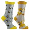 Ncaa Socks * | Best Sale Whd Bee Socks For Women Bee Lovers Gift 2-Pack Oatmeal Heather/Gray Heather