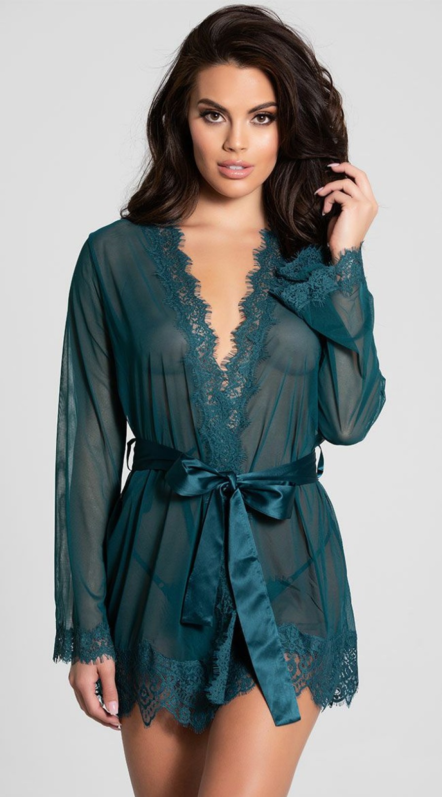 Lingerie * | Oh La La Cheri Yandy Eyelash Lace Robe Set