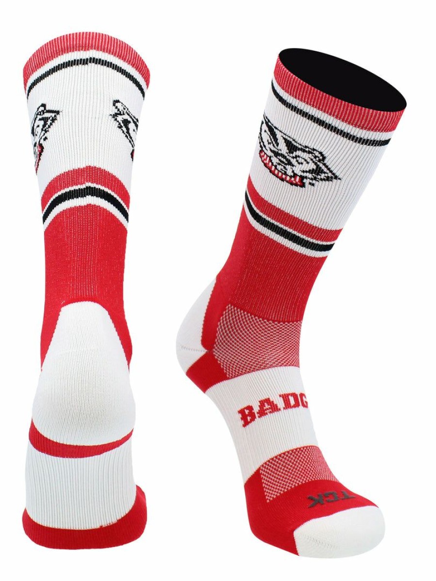 Ncaa Socks * | New Tck Wisconsin Badgers Jersey Crew Socks White/Cardinal/Black