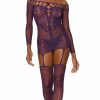 Lingerie * | Dreamgirl Decorative Purple Lace Bodystocking